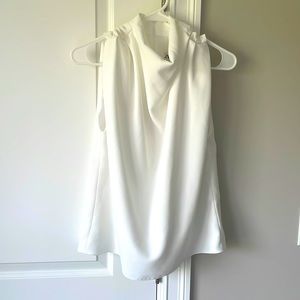 White crepe Zara cowl neck blouse sleeveless